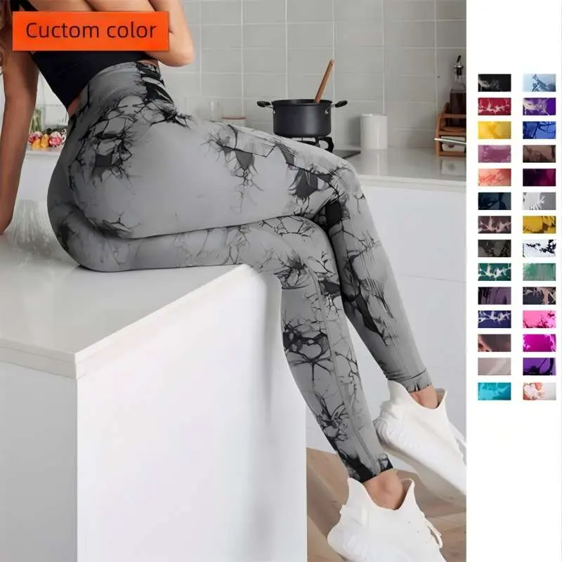 V&J Tie dye Seamless Butt Lifter Hip High Waist Women Yoga Pants