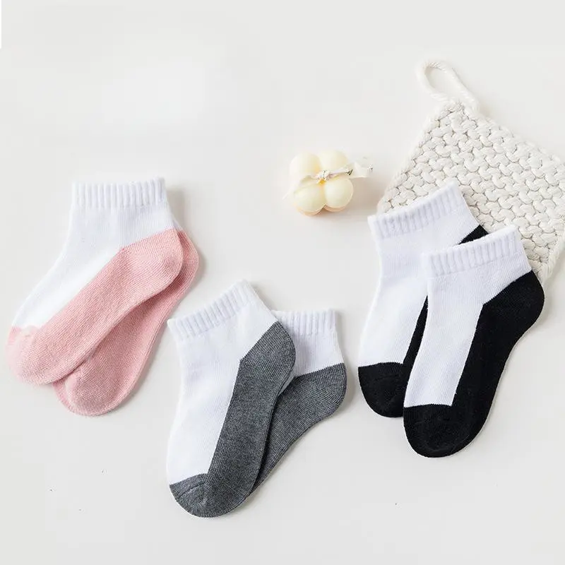 V&J 100% Cotton Kids Black White Grey Boys Girls School Sport Socks