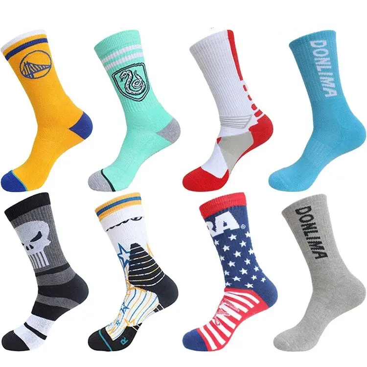 V&J custom logo basketball ribbed socks athletic cushioned customize sports socks
