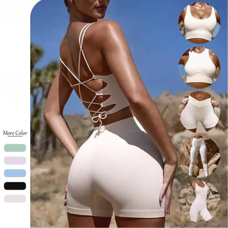 V&J  Outfits Workout Set Yoga Bra High Waist Gym Leggings and Crop Top