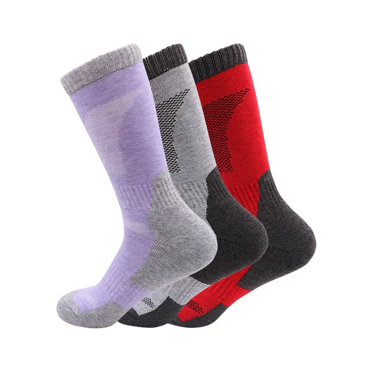 V&J custom winter warm thick sport running ski merino wool hiking socks