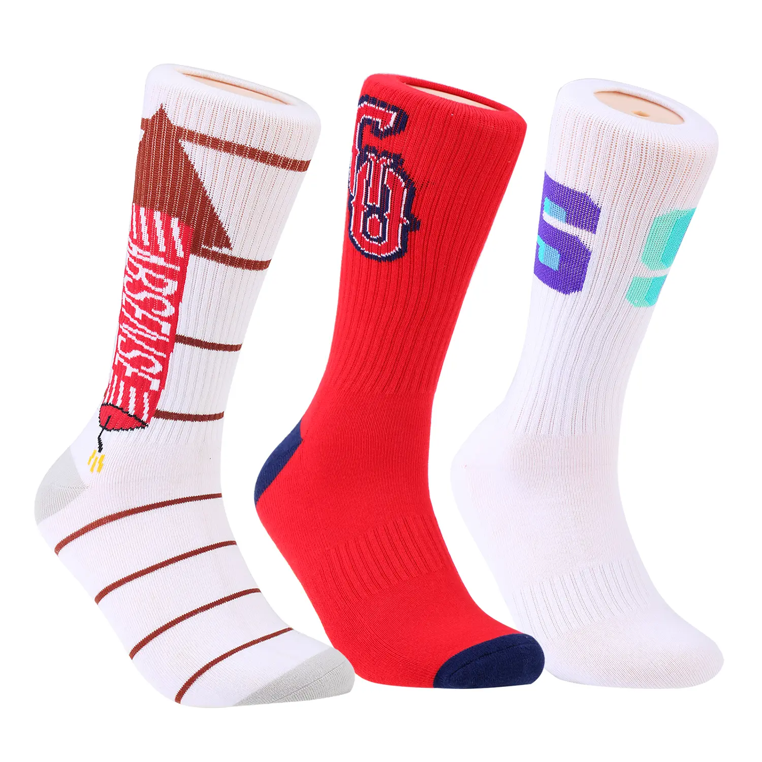 V&J Quality Crew Thick Outdoor Athletic Sports Custom Logo Basketball Socks