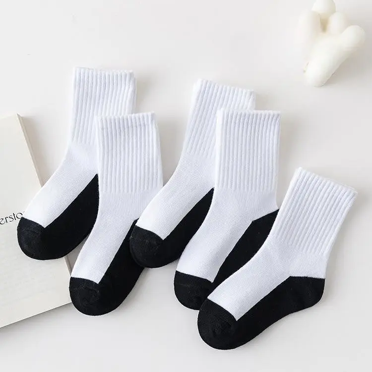 V&J 100% Cotton Kids Black White Grey Boys Girls School Sport Socks