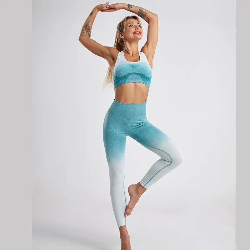 V&J  Outfits Workout Set Sports Bra High Waist Yoga Gym Leggings and Crop Top