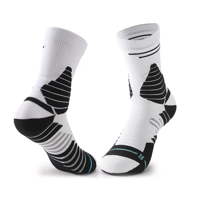 V&J custom logo basketball ribbed socks athletic cushioned customize sports socks
