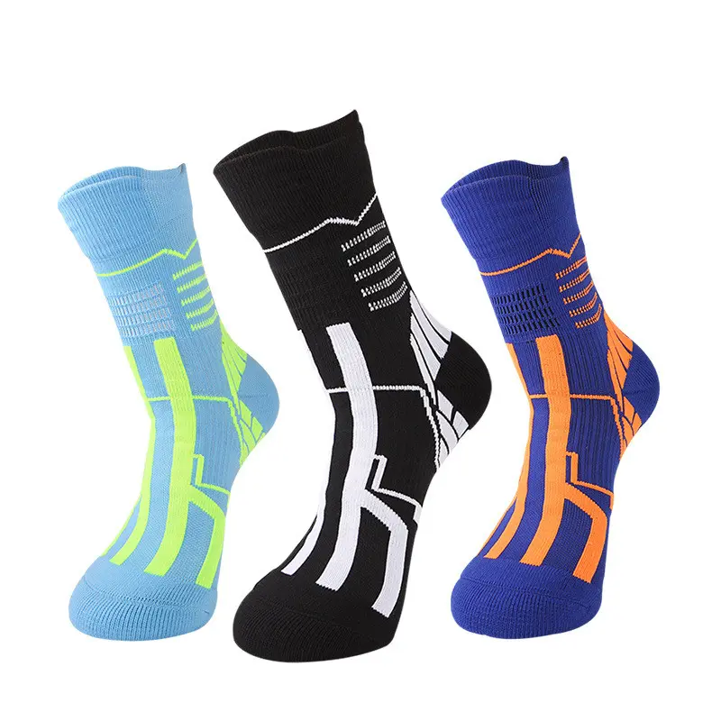V&J custom logo basketball ribbed socks athletic cushioned customize sports socks