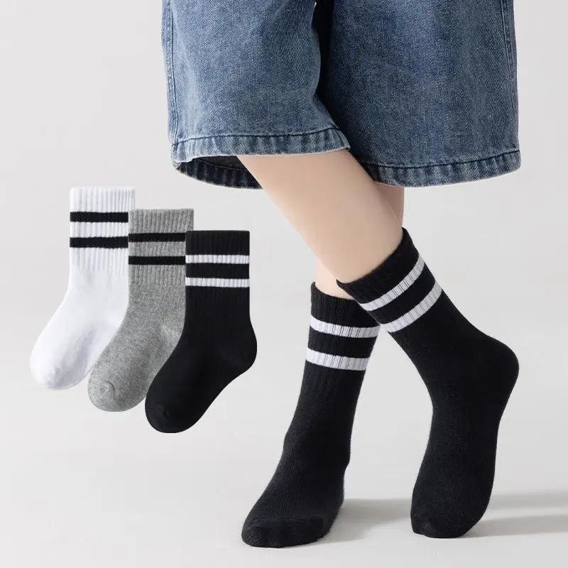 V&J kid knitted design custom logo cotton sport athletic socks