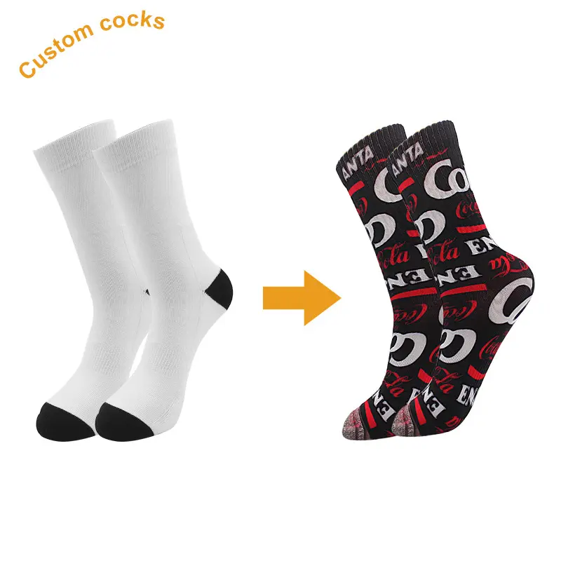 V&J High Quality Cotton Blend Colorful Sublimation Custom Print Socks