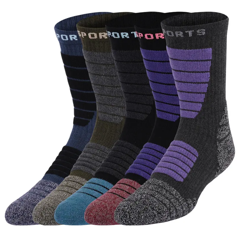 V&J Hiking Outdoor Trail Running Trekking Moisture Wicking Cushion Crew Socks