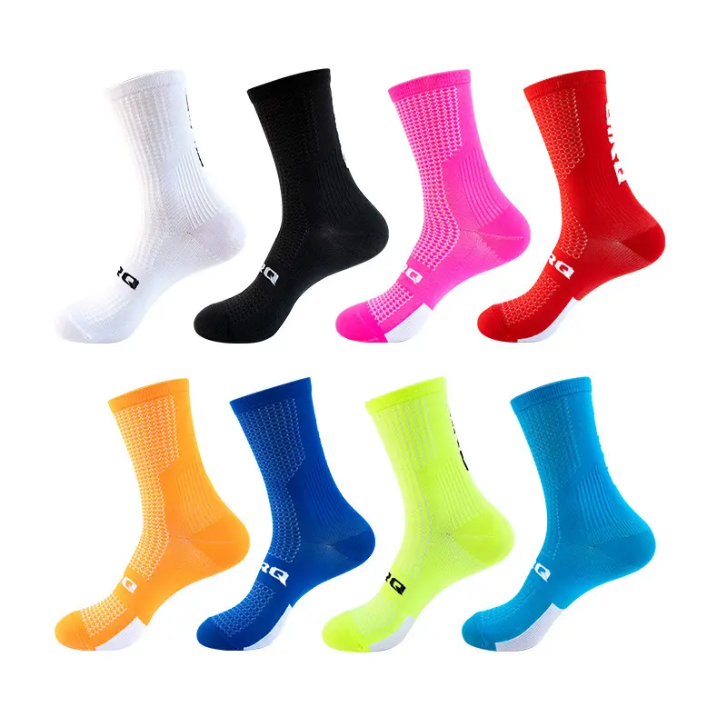 V&J High Quality Custom Logo Crew Athletic Sport Nylon Cycling Socks