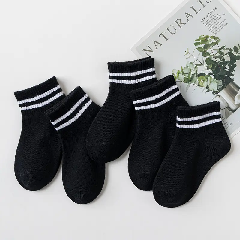 V&J kid knitted design custom logo cotton sport athletic socks