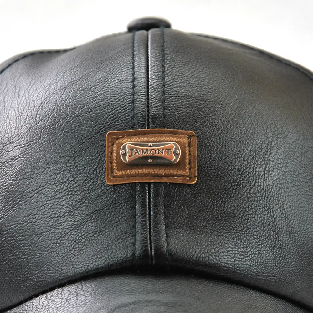 V&J Adjustable Genuine Cowhide Leather Baseball Cap for Fall Winter Outdoor Sports Hat (5)lof