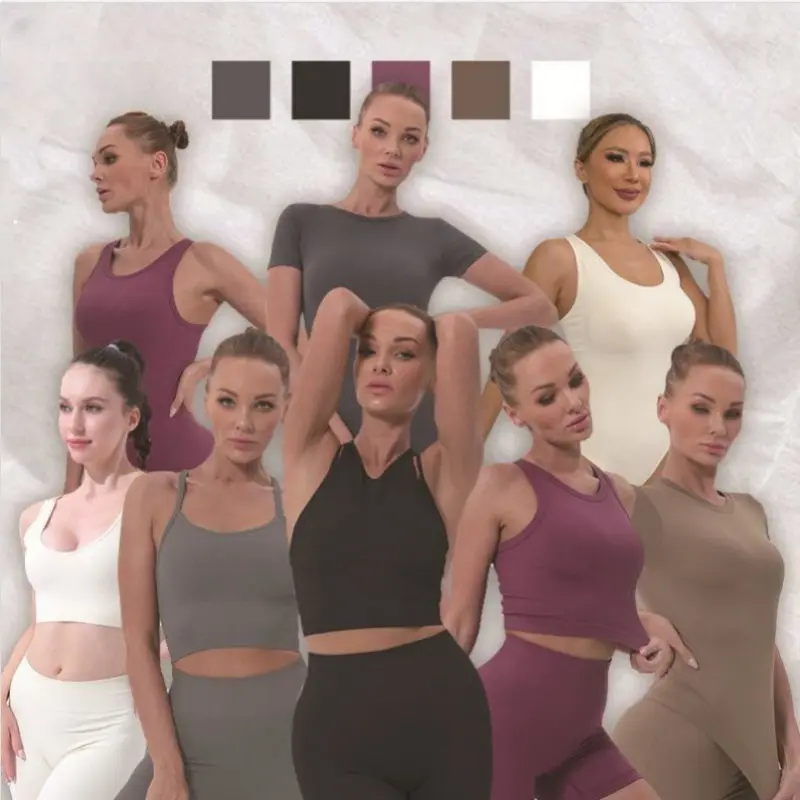 V&J Women Workout Yoga Gym Fitness Sets High Waist Yoga Gym Leggings and Crop Top-product