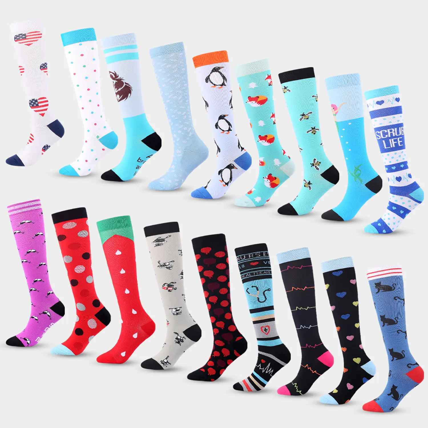 V&J custom knee high medical 2030 mmhg compression socks