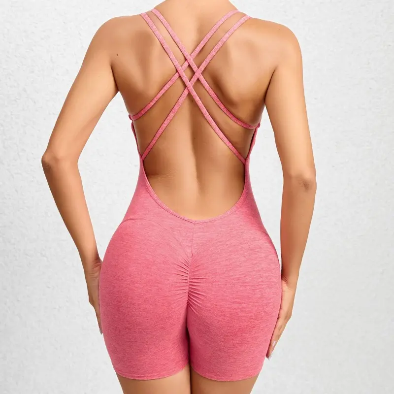 V&J High Elastic Fitness Women One Piece Jumpsuit Fitness Yoga Wear