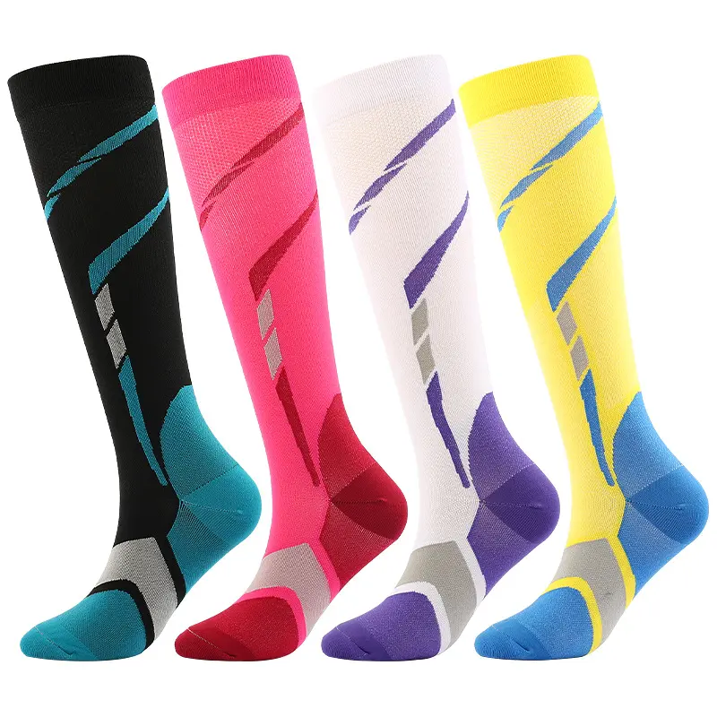 V&J Colorful 15-20mmhg Knee High Men Women Medical Nursing Compression Socks