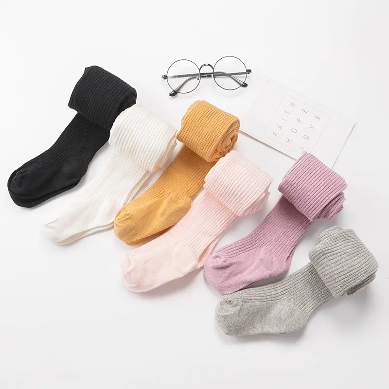 Custom solid pantyhose children cotton leggings baby stocking kids knee high socks (1)3s5