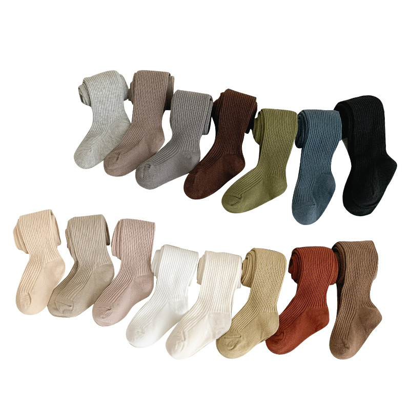 V&J Custom solid pantyhose children cotton leggings baby stocking kids knee high socks