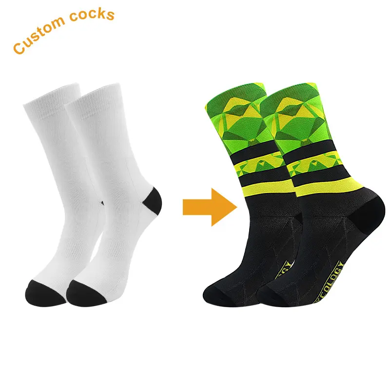 V&J High Quality Cotton Blend Colorful Sublimation Custom Print Socks-product