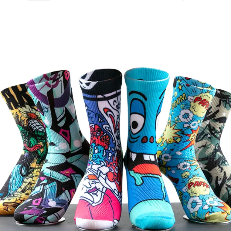 V&J Custom Printed 3d Digital 360 Degree Sublimation Print Socks