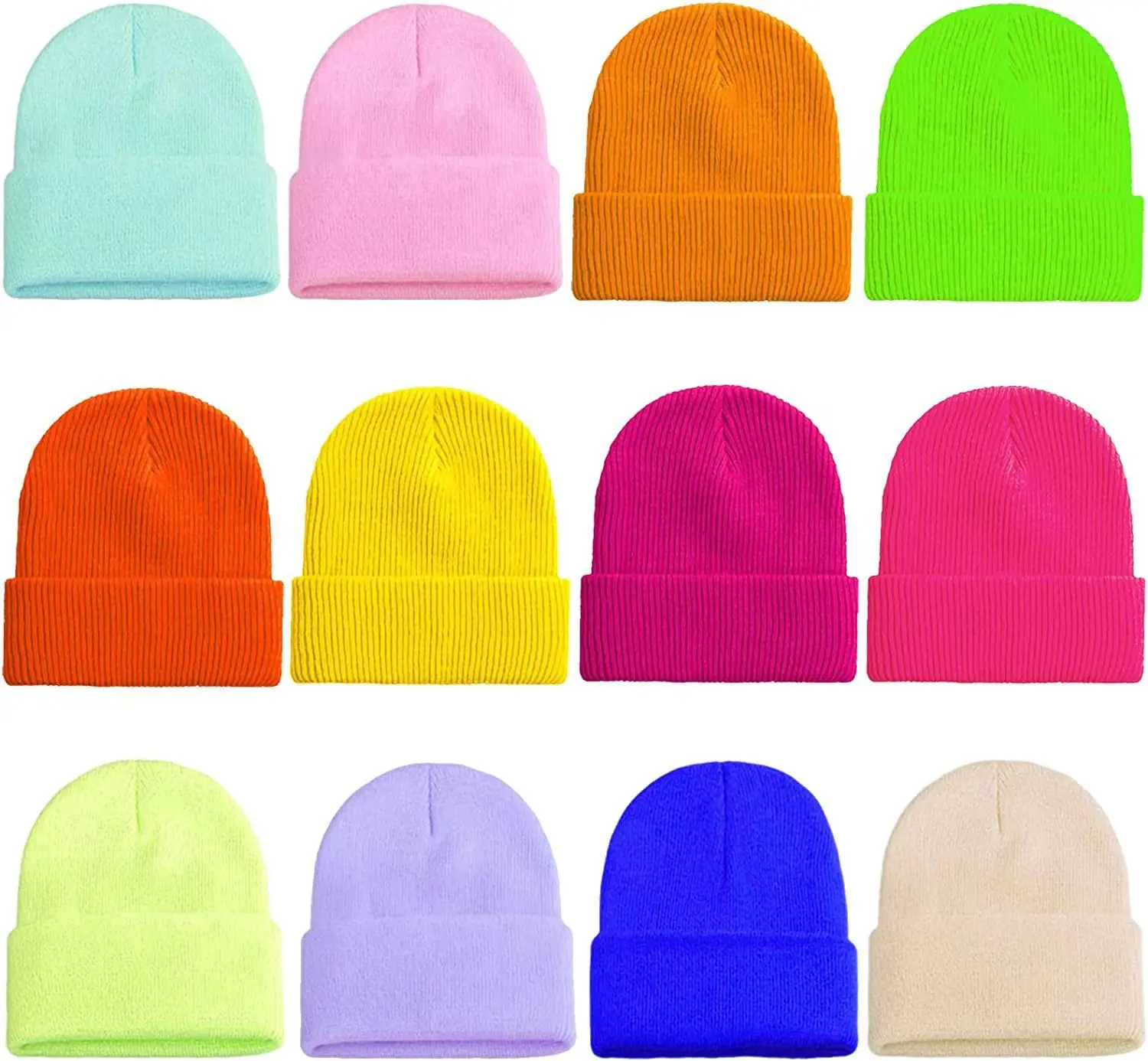 V&J Blank Winter Hat Custom Logo Acrylic Plain Knitted Cuffed Beanie-product