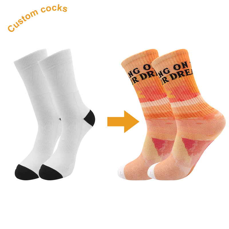 High Quality Cotton Blend Colorful Sublimation Custom Print Socks (5)emu