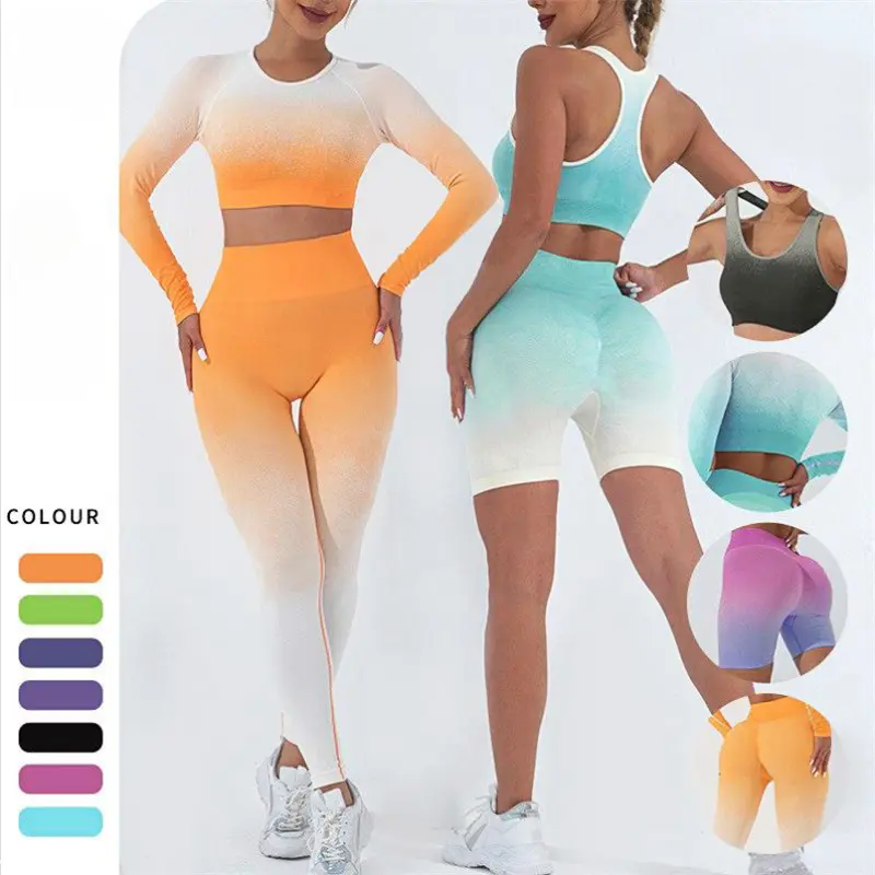 V&J High Elastic Fitness Outfits Workout Set Yoga Gym Shorts and Crop Top