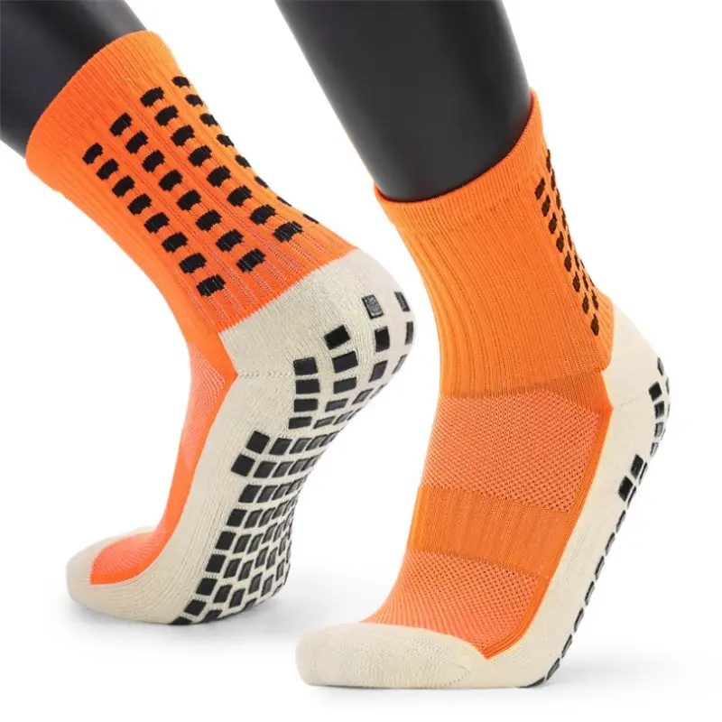 V&J custom grip crew football socks anti slip sports soccer socks