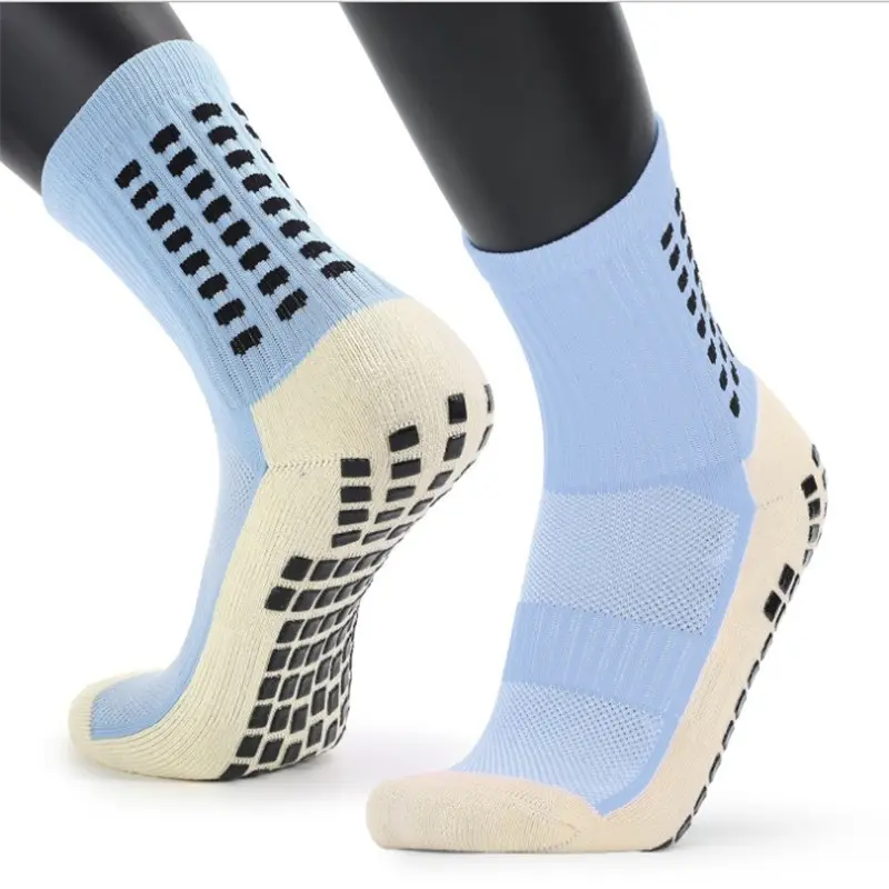 V&J custom grip crew football socks anti slip sports soccer socks