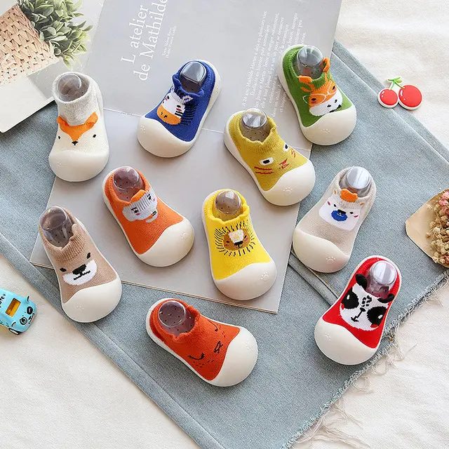 V&J Custom Cotton Kids Anti Slip Toddler Rubber Sole Baby Sock Shoes