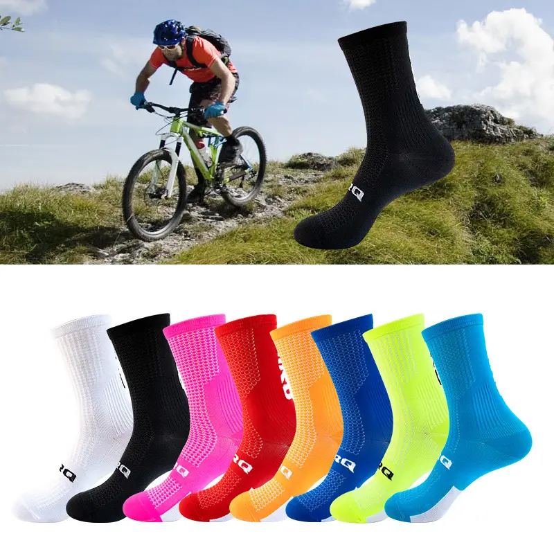V&J High Quality Custom Logo Crew Athletic Sport Nylon Cycling Socks