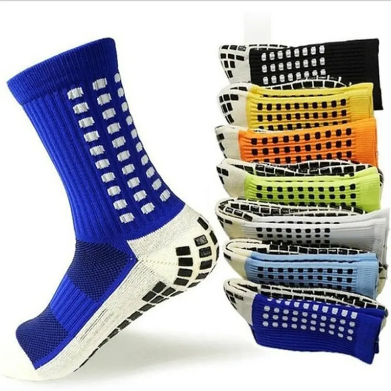 V&J custom grip crew football socks anti slip sports soccer socks