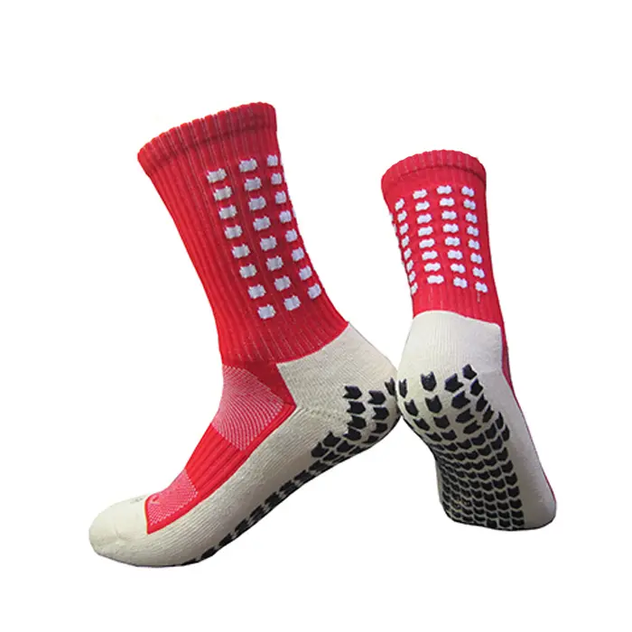 V&J custom non slip football socks 100% cotton nylon soccer grip socks