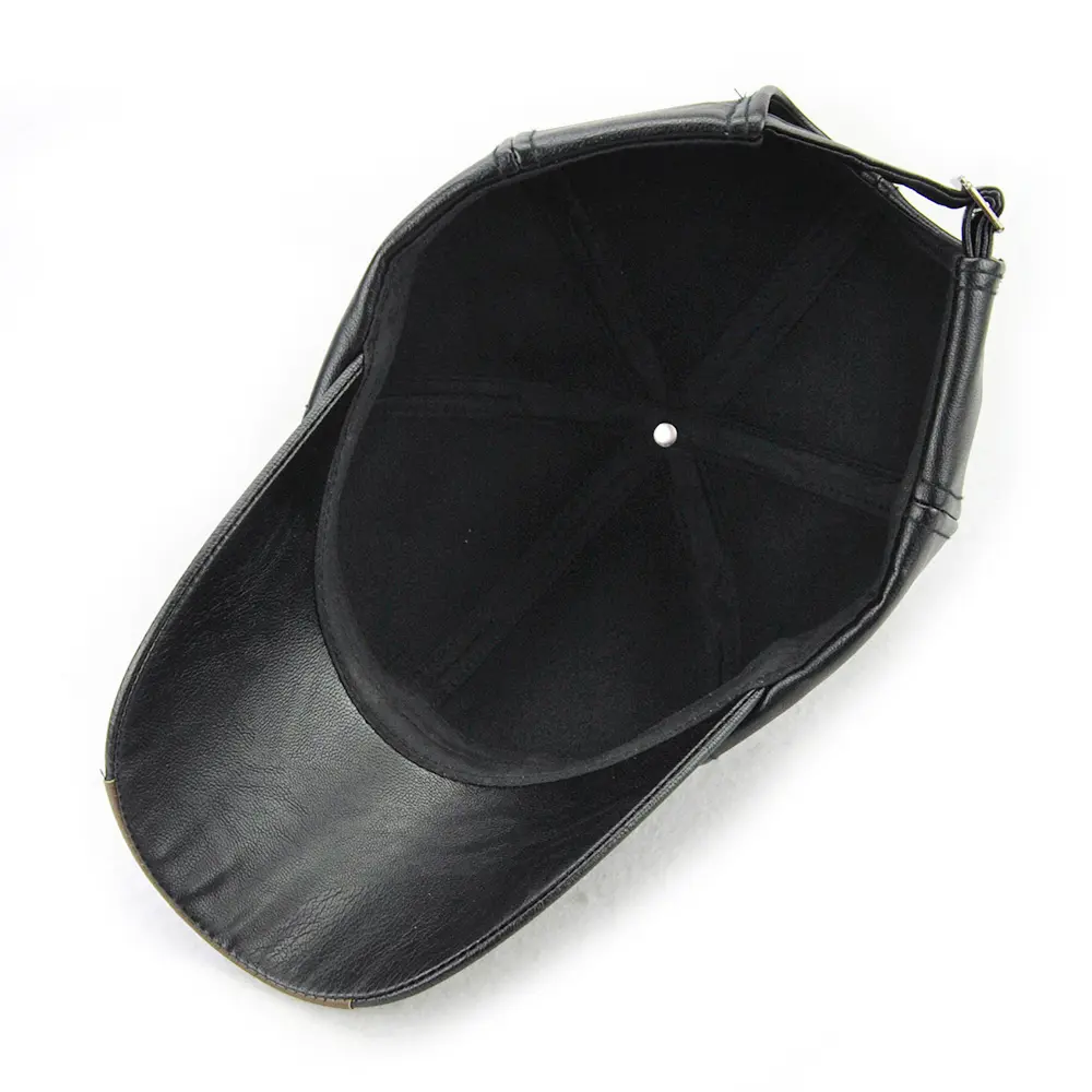 V&J Adjustable Genuine Cowhide Leather Baseball Cap for Fall Winter Outdoor Sports Hat (3)hd3