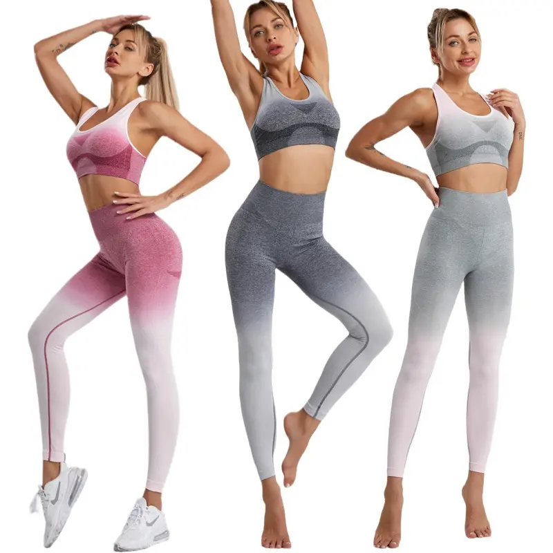 V&J  Outfits Workout Set Sports Bra High Waist Yoga Gym Leggings and Crop Top